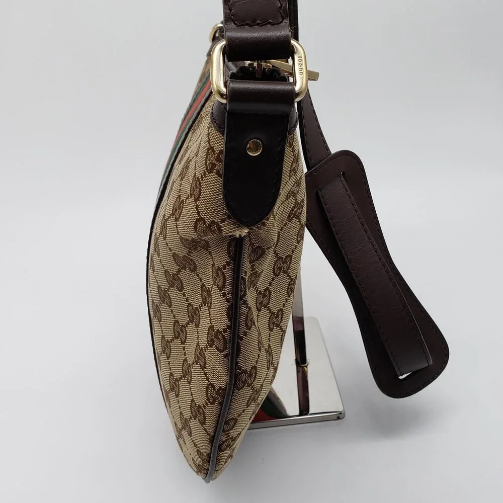 Authentic Gucci Ophidia GG Supreme Crossbody/Web Stripe Canvas Shoulder Bag - Picture 4 of 16